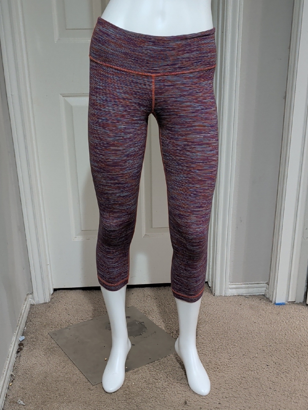 lululemon athletica Striped Purple and Orange Capri Leggings Women's 2